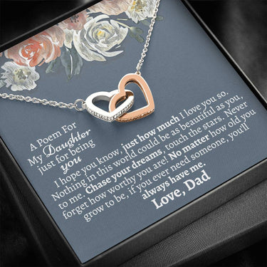 Daughter Poem (Love Dad) Interlocking Hearts Necklace